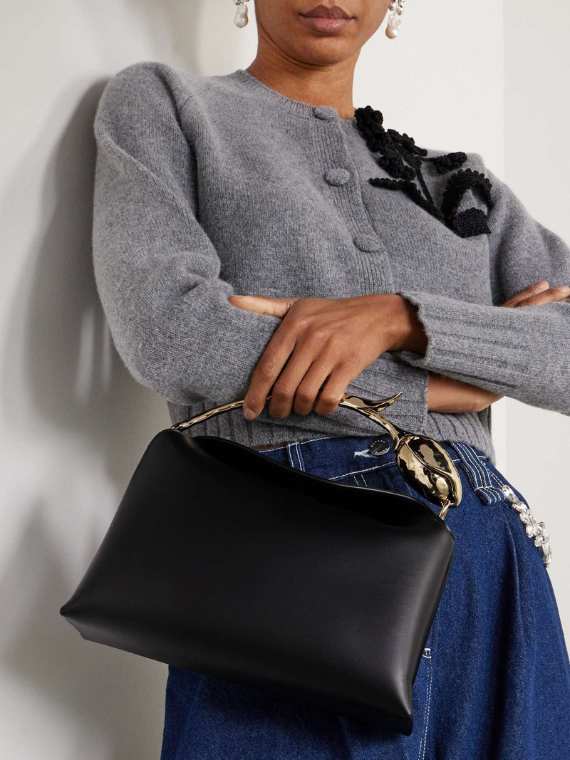 Erdem Bloom midi leather shoulder bag Black outlook