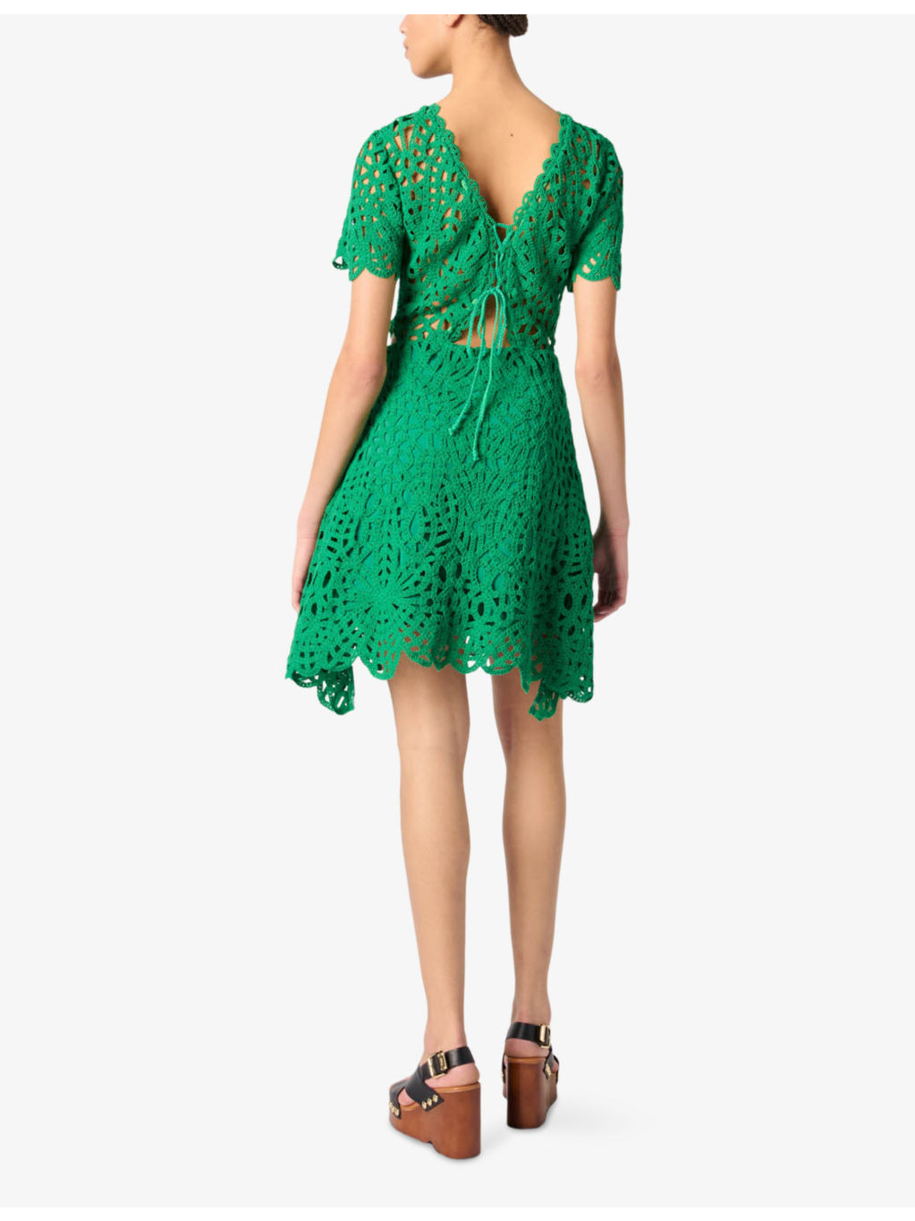 Short-Sleeved Cut-Out Lace Mini Dress - 4