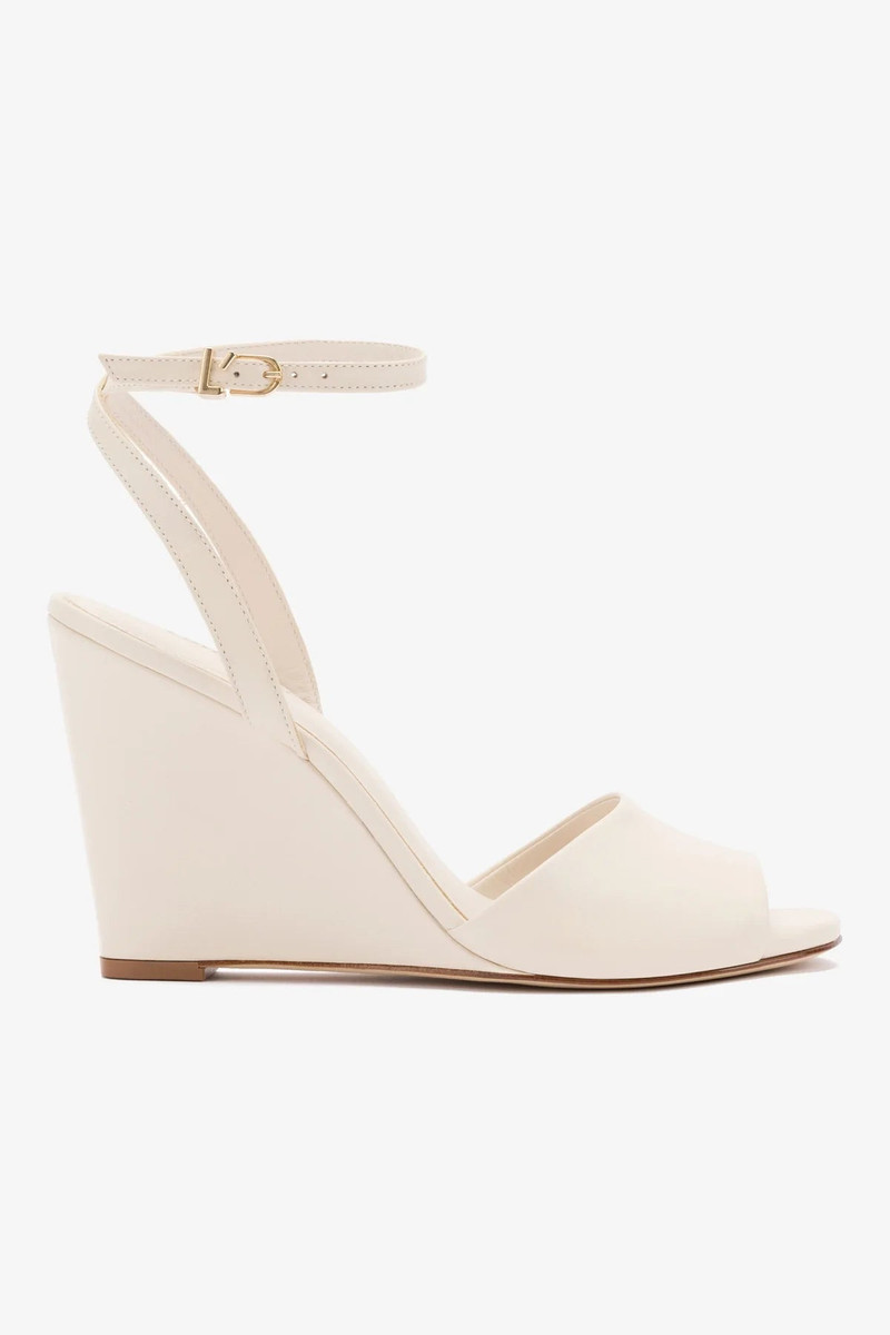 Yves Wedge In Ivory Leather 1