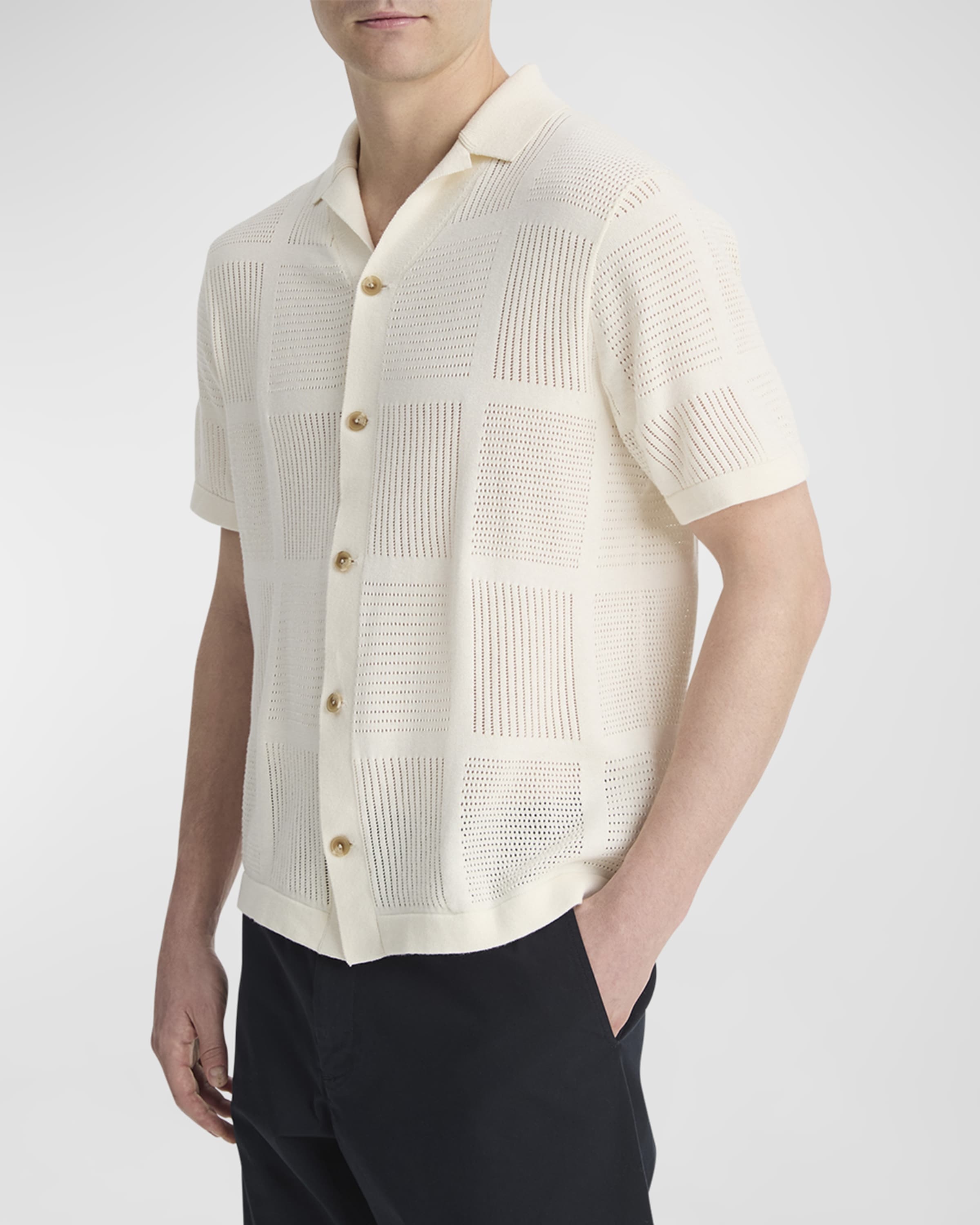 Men's Patchwork Pointelle Camp Shirt - 2