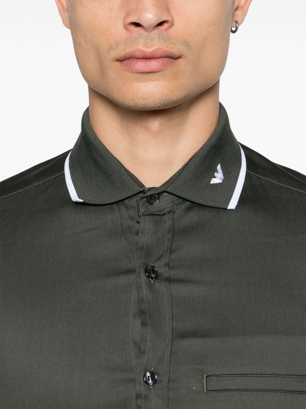 contrasting ribbed-collar shirt - 5