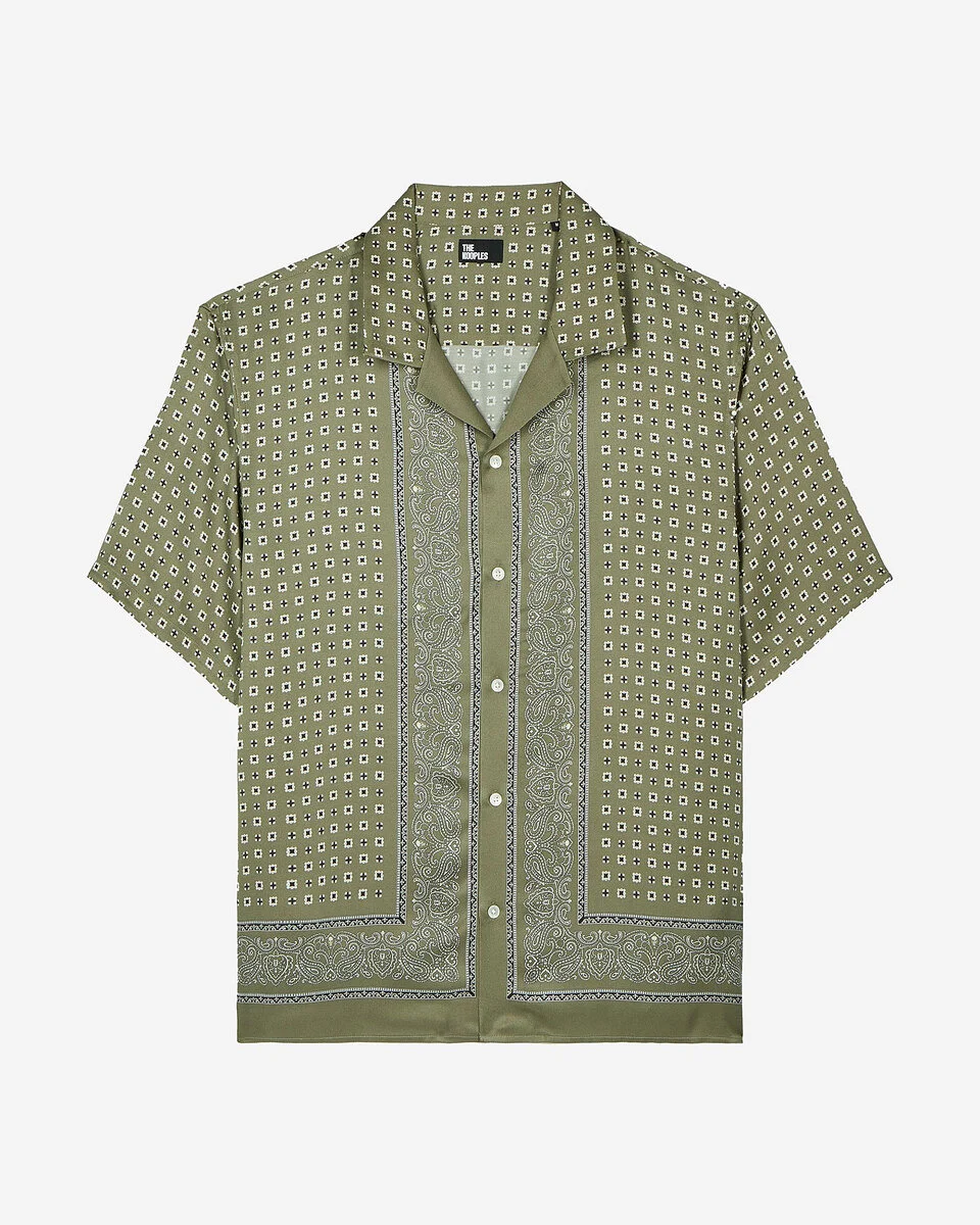KHAKI BANDANA PRINT SHORT-SLEEVE SHIRT - 1