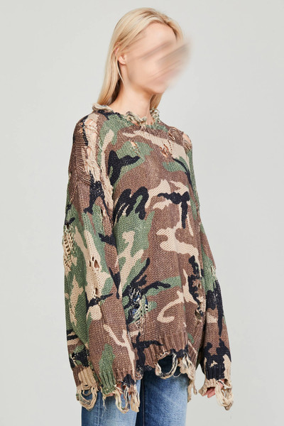 R13 OVERSIZED DISTRESSED SWEATER - CAMO outlook