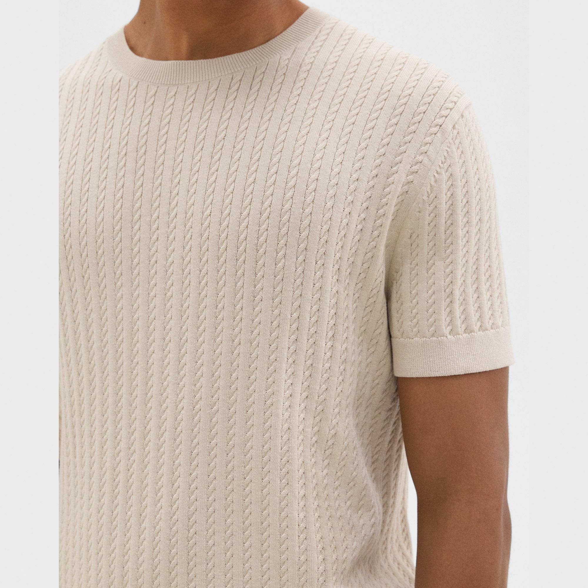 Cable Knit Tee in Cotton - 5