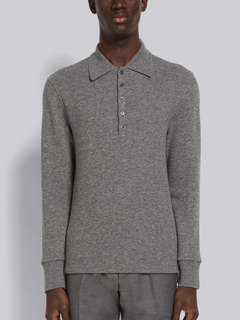 Cashmere Waffle Long Sleeve Polo - 1