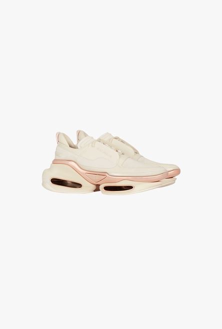 White and pink leather and suede B-Bold low-top sneakers - 2