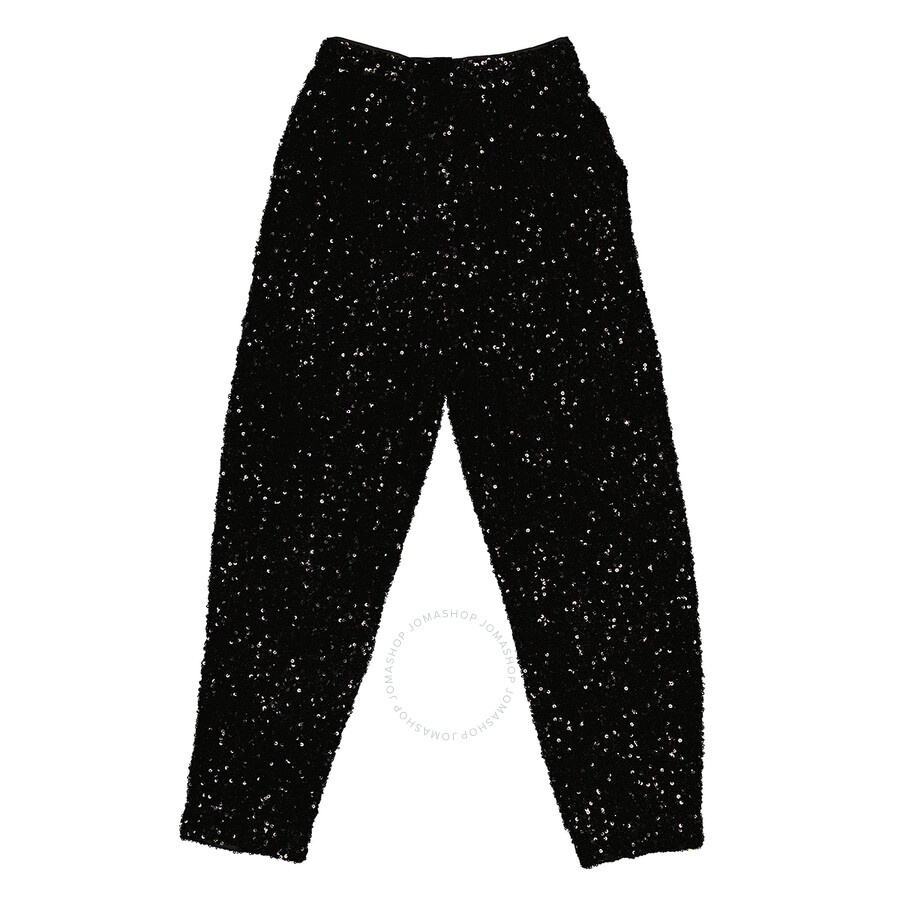 Rotate Ladies Black Sequin High-Waisted Trousers, Brand Size 36 (US Size 2) - 5