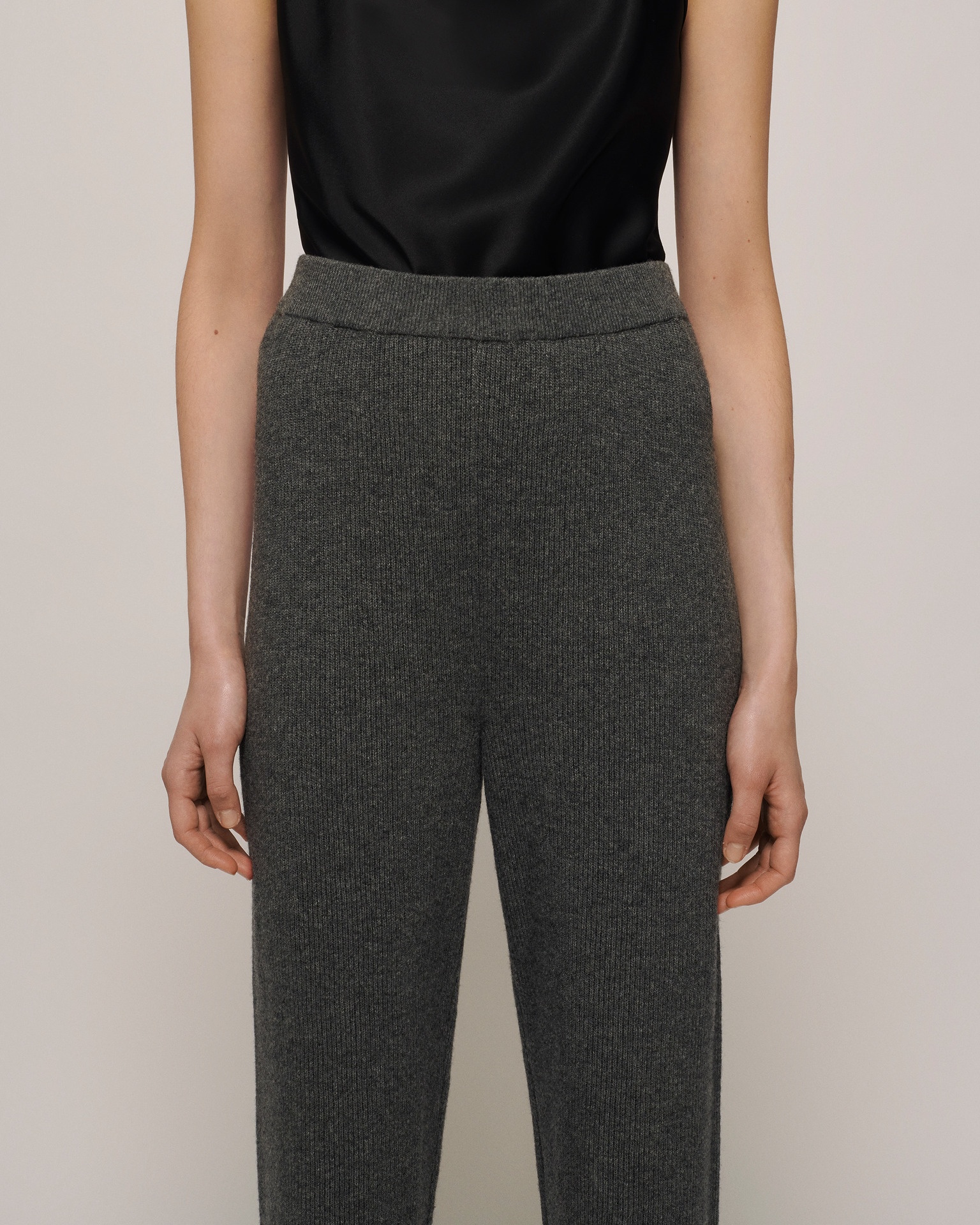 KEIRA - Ribbed-knit pants - Graphite - 4