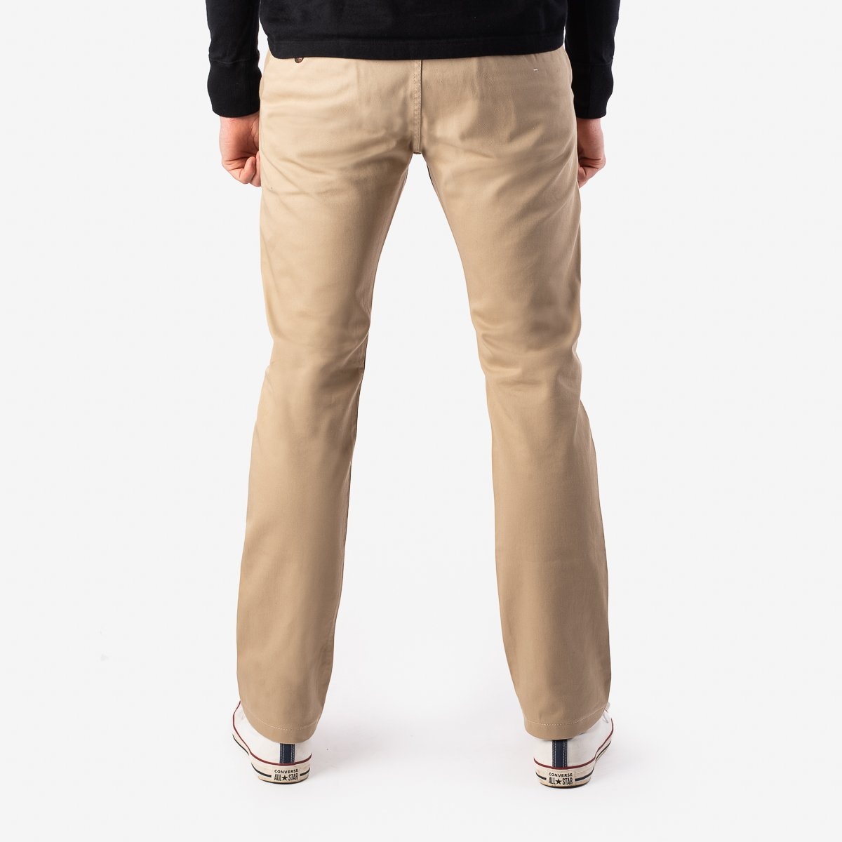 IH-727-KHA 9oz Mercerised Selvedge Cotton Medium/High Rise Tapered Chinos - Khaki - 3