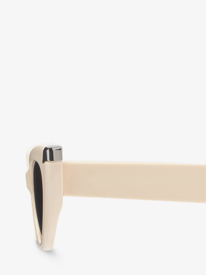 Women's Punk Rivet Cat-eye Sunglasses in Ivory - 4