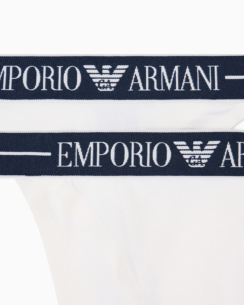 EMPORIO ARMANI TWO-PACK OF ASV ORGANIC-COTTON THONGS WITH LOGO WAISTBAND outlook