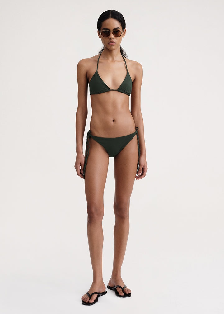 Braid-tie bikini bottoms dark green - 2