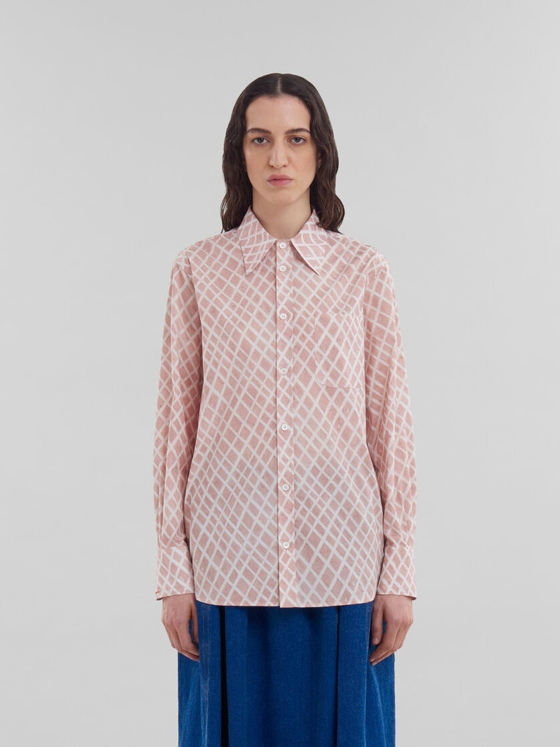 Marni PINK POPLIN SHIRT WITH LANDSCAPES PRINT outlook