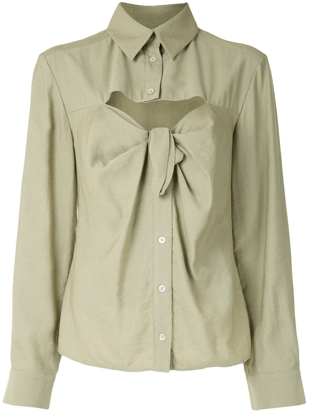 tied-detail long-sleeve shirt - 1