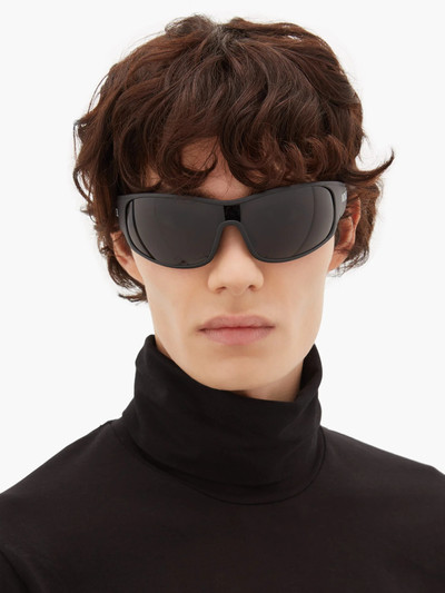 Moncler Logo-stripe acetate cycle sunglasses outlook