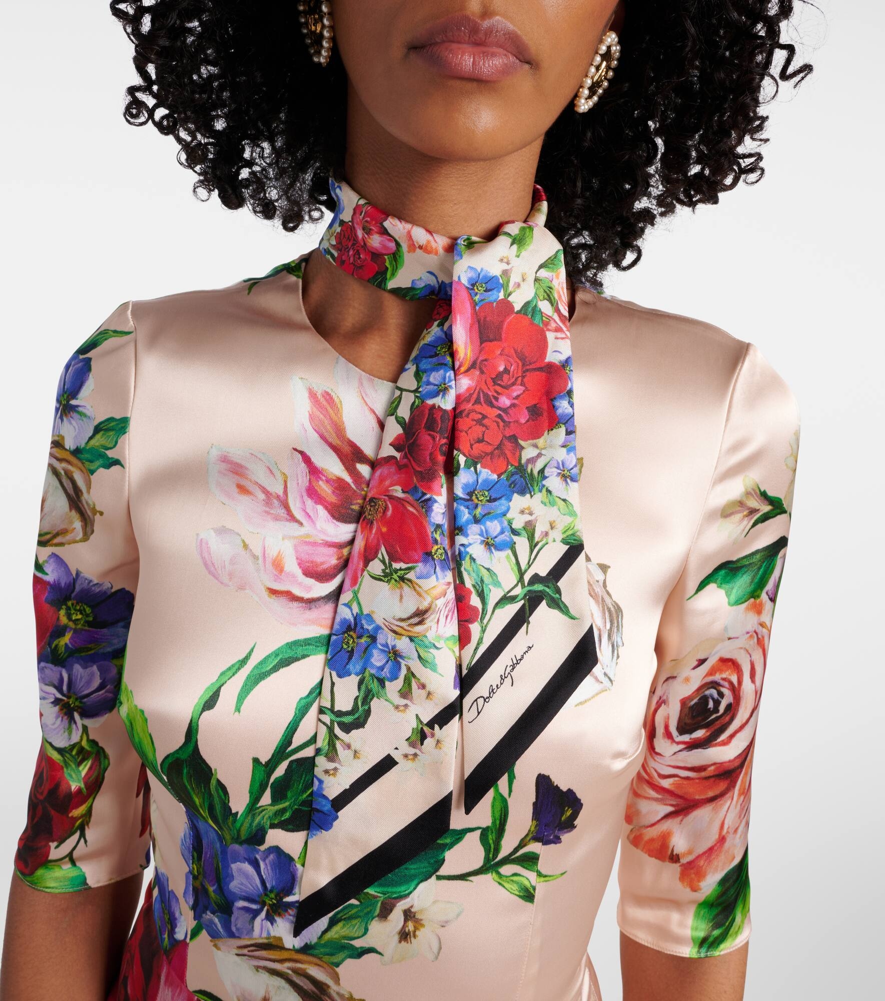 Floral silk twill scarf - 3