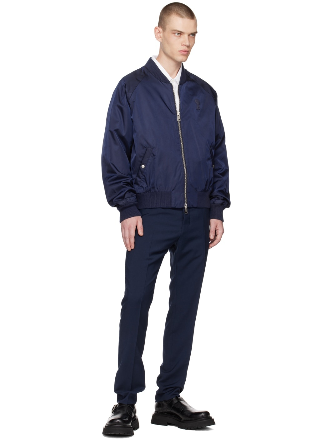 Navy Cigarette Fit Trousers - 4