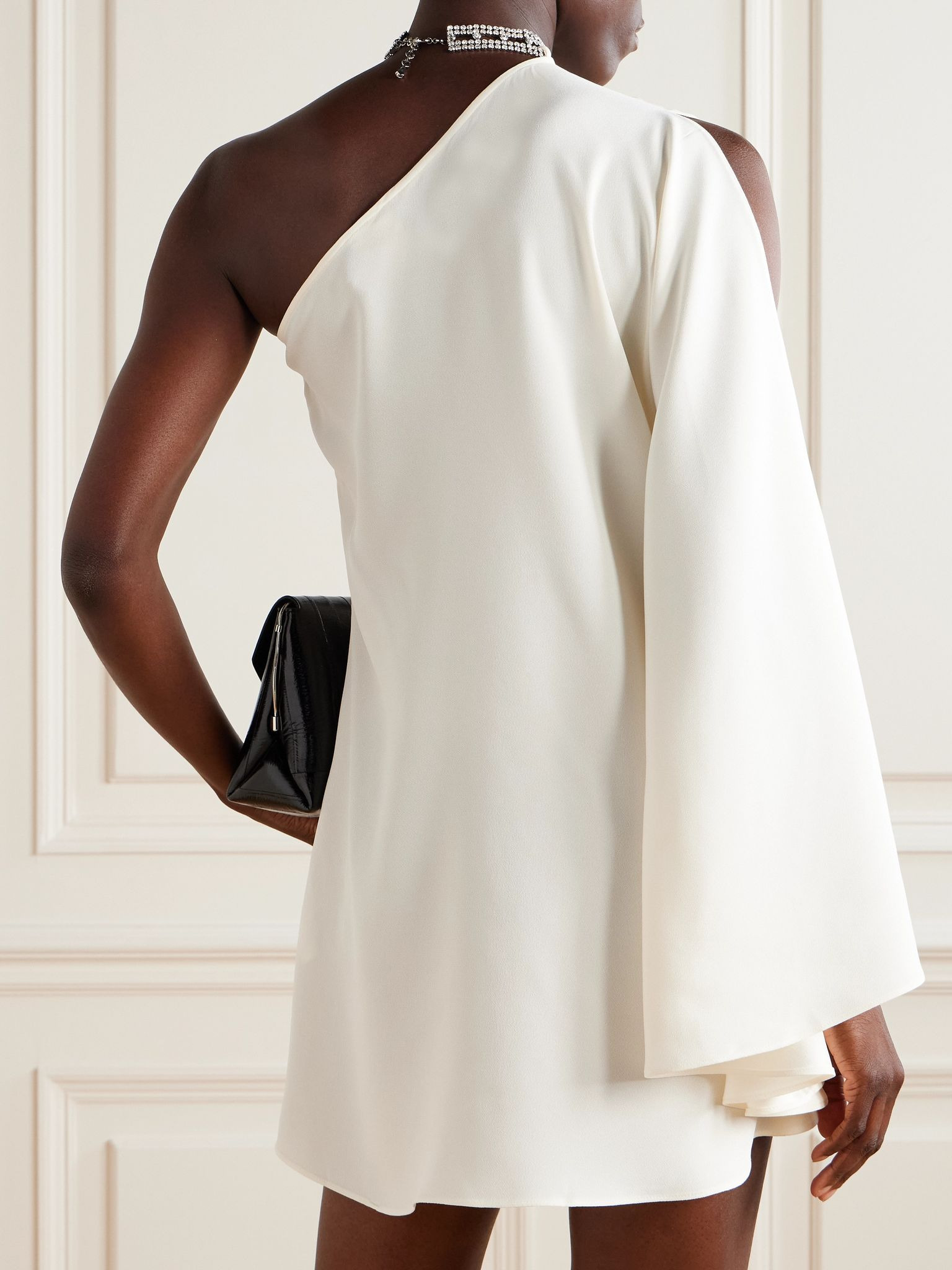Bolkan one-sleeve embellished crepe mini dress Cream - 3