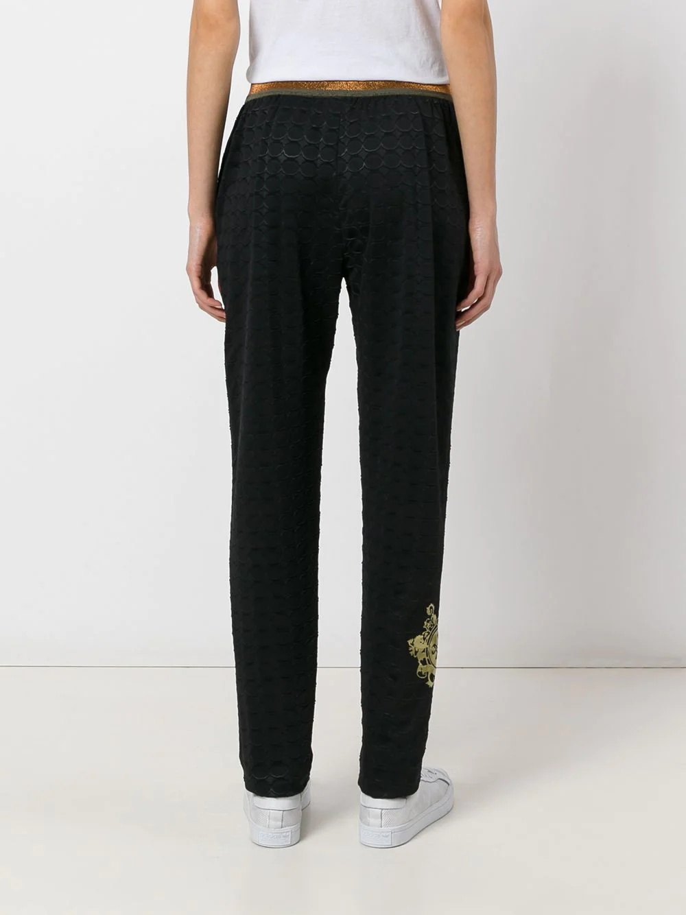 geometric embossed tapered trousers - 4