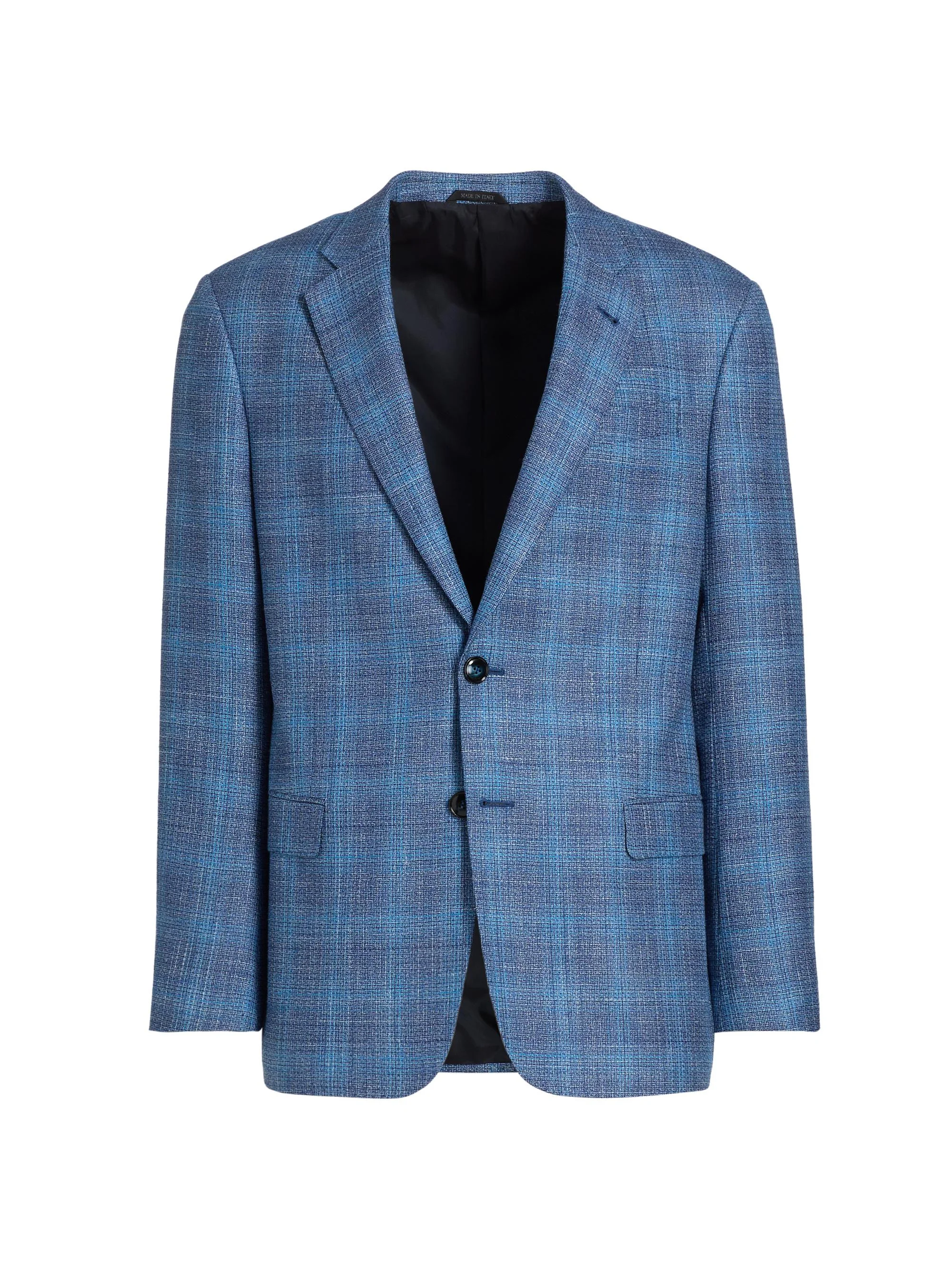 Men's Micro Check Wool-Silk-Linen Sport Coat - Light Blue - 1