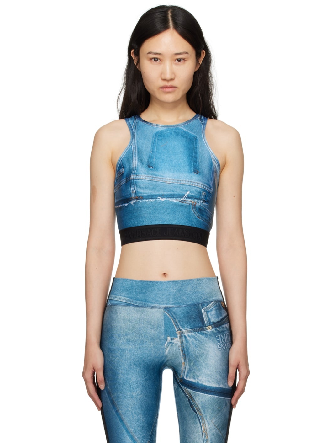 Blue Trompe L'œil Tank Top - 1