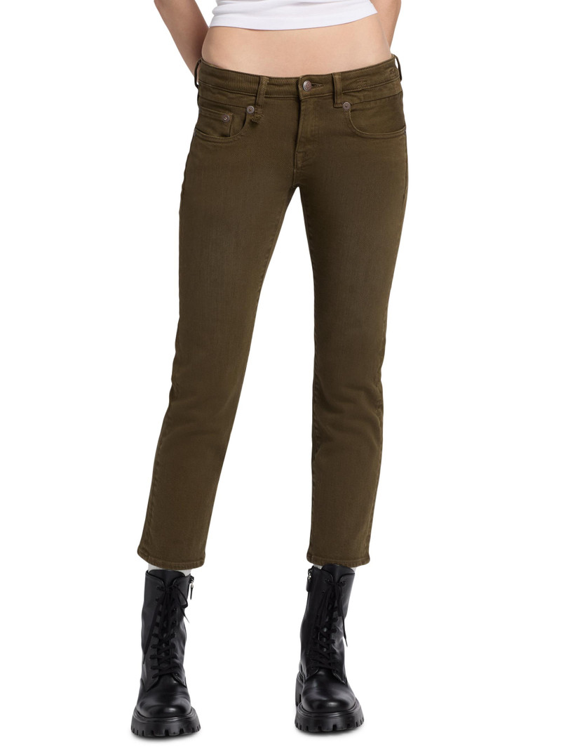 Women's Boy Straight-Leg Crop Jeans - Military Green Stretch 3