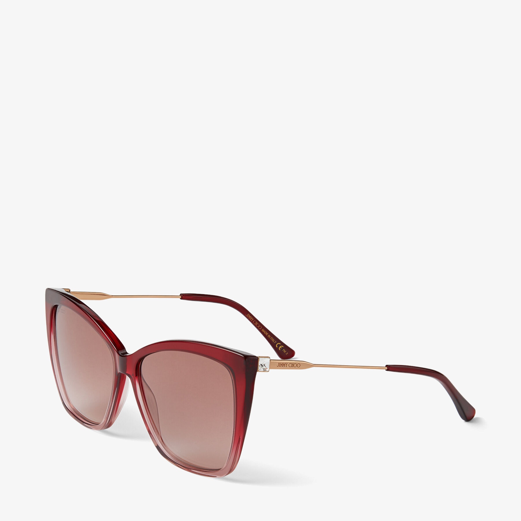 Seba
Red Round-Frame Sunglasses with Crystal Embellishment - 3