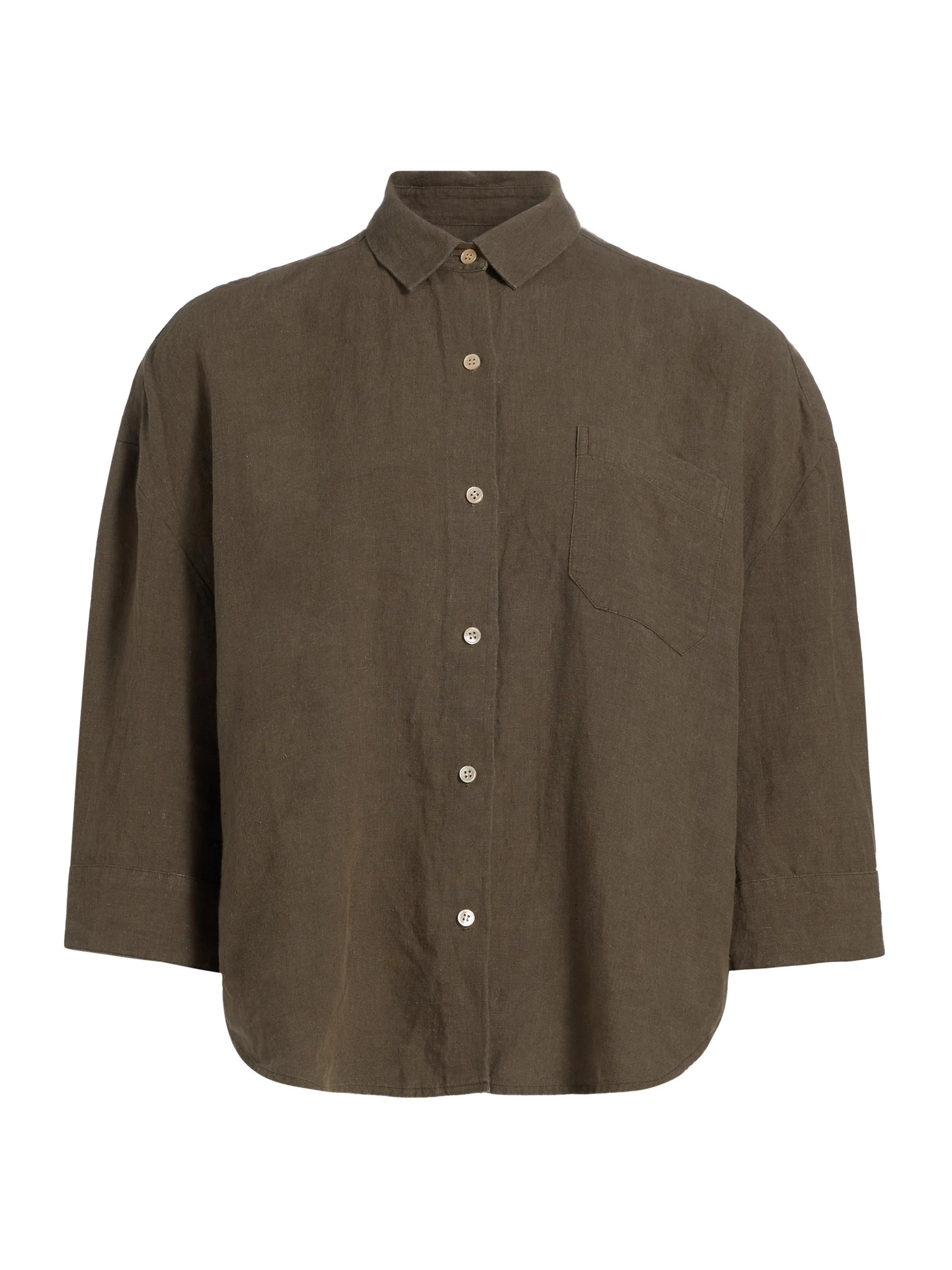Women's Logan Linen Button-Front Shirt - Dark Moss - 1