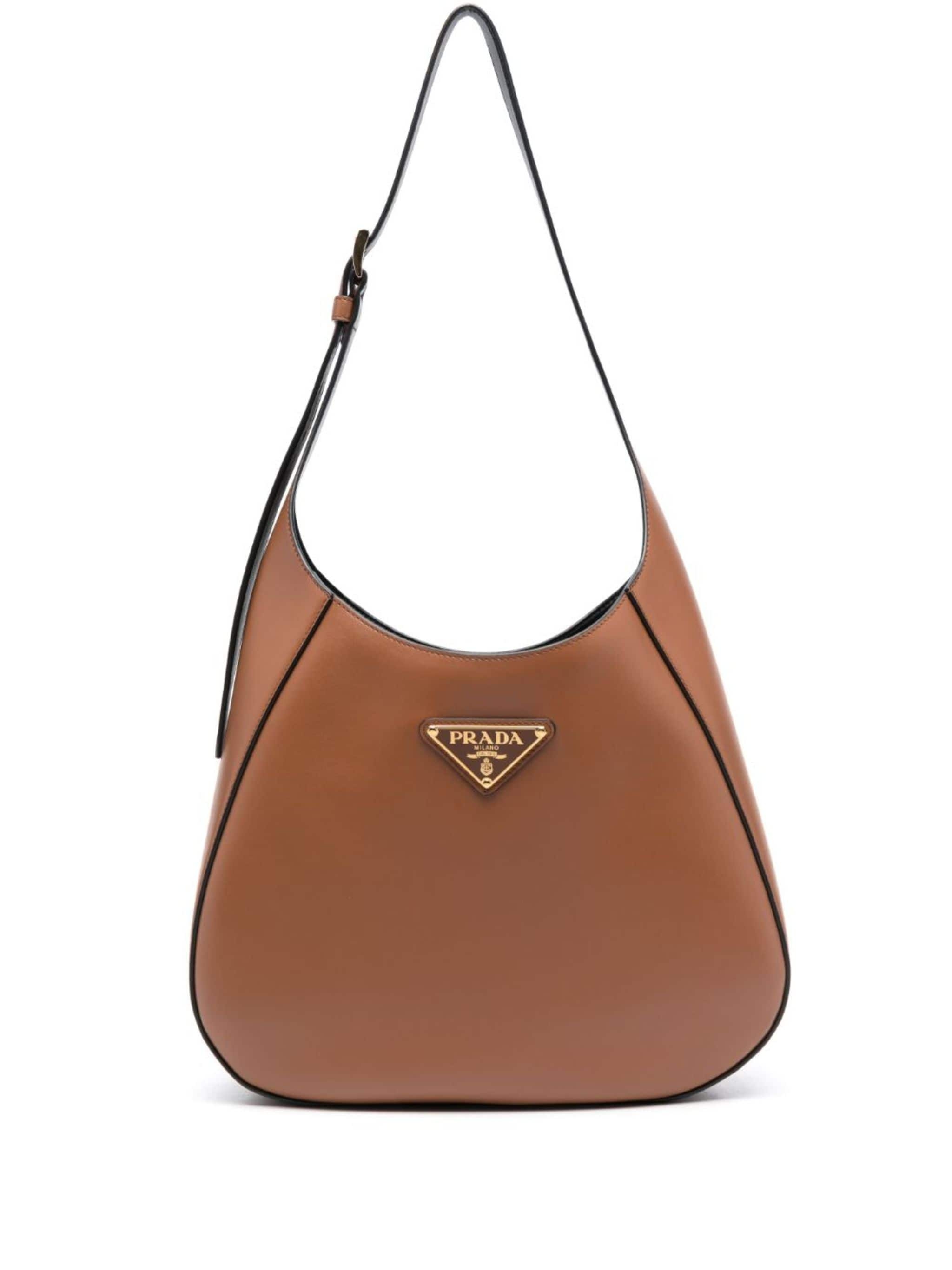 triangle-logo leather shoulder bag - 1