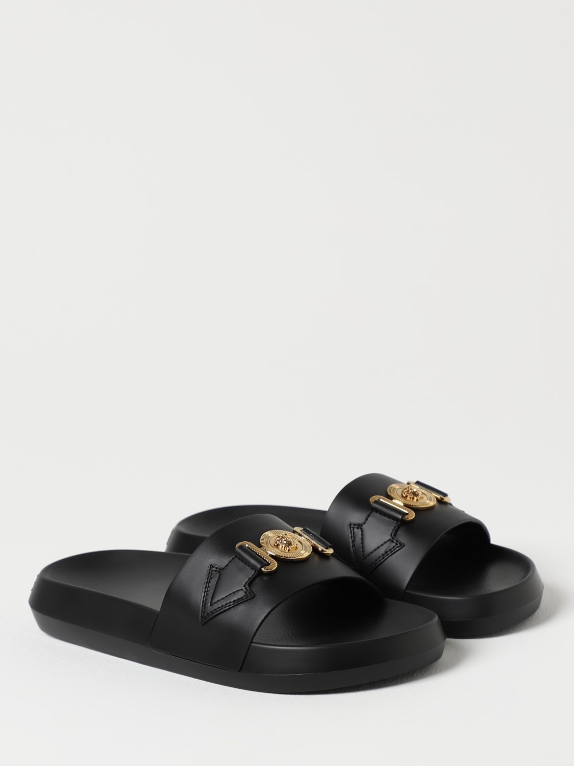 Versace slides in leather with Medusa - 2