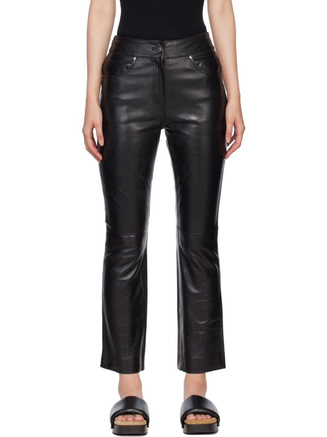 Black Avery Leather Pants - 1