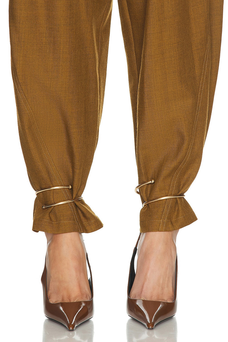 DARKPARK Phebe Cuff Adorned Wide Leg Fluid Wool Pant outlook