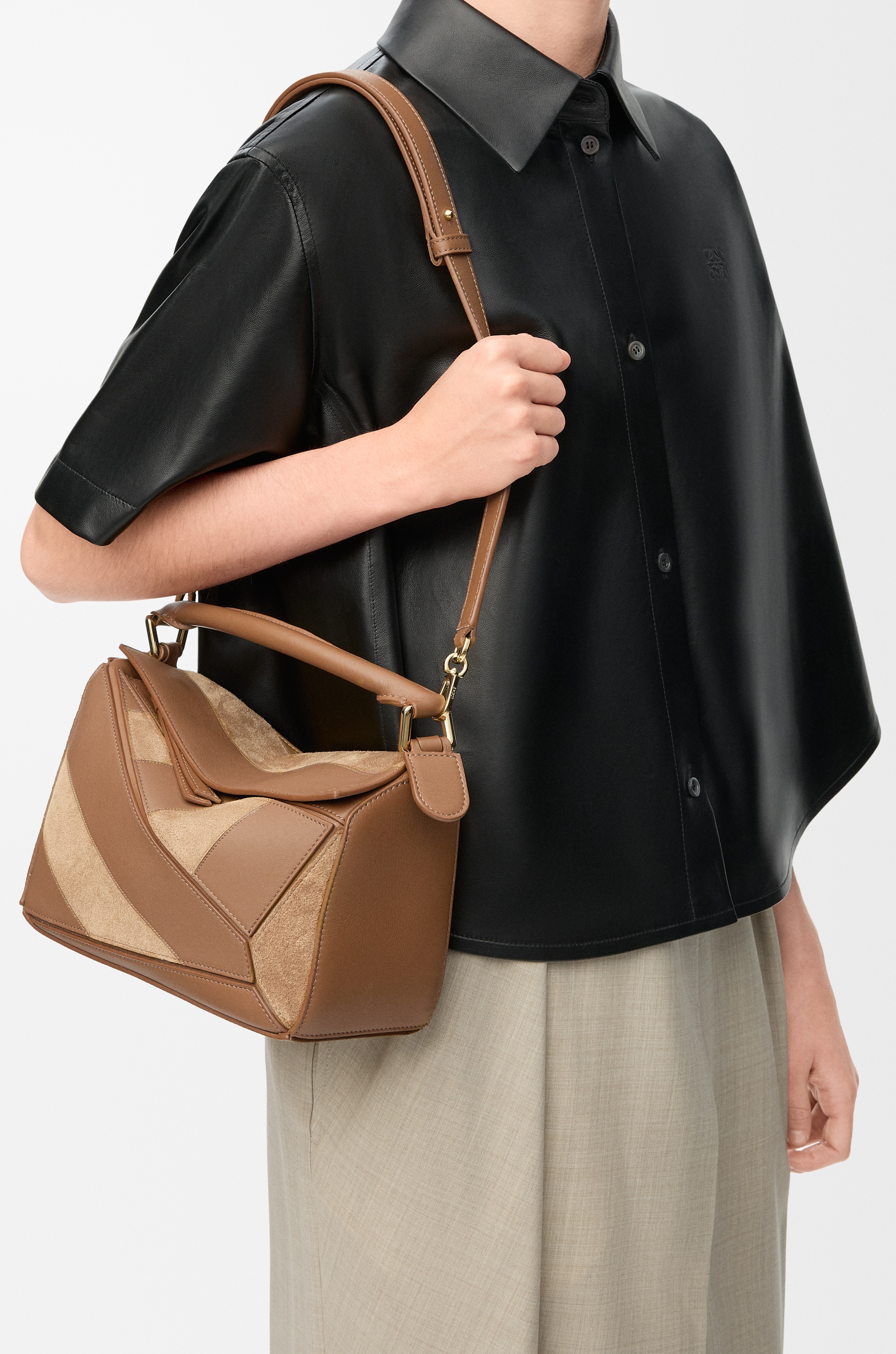 Small Puzzle bag in classic calfskin and suede - 2