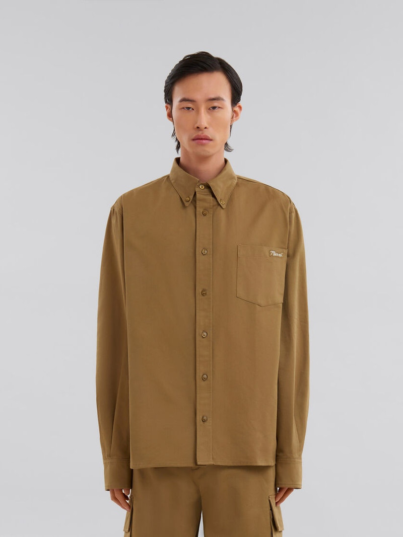 Marni GREEN ORGANIC GABARDINE SHIRT WITH MARNI MENDING PATCH outlook