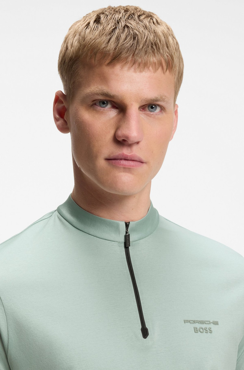 PORSCHE X BOSS ZIPPER-NECK POLO SHIRT IN COTTON 3