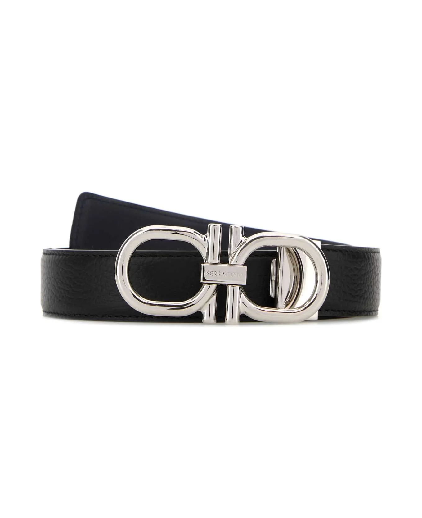 Black Leather Reversible Belt - 1