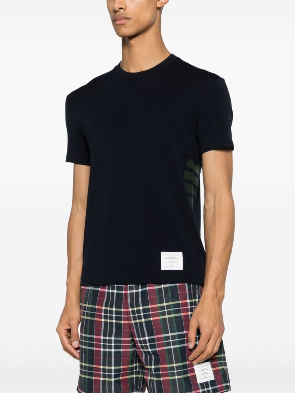 stripe-detailing wool T-shirt - 3