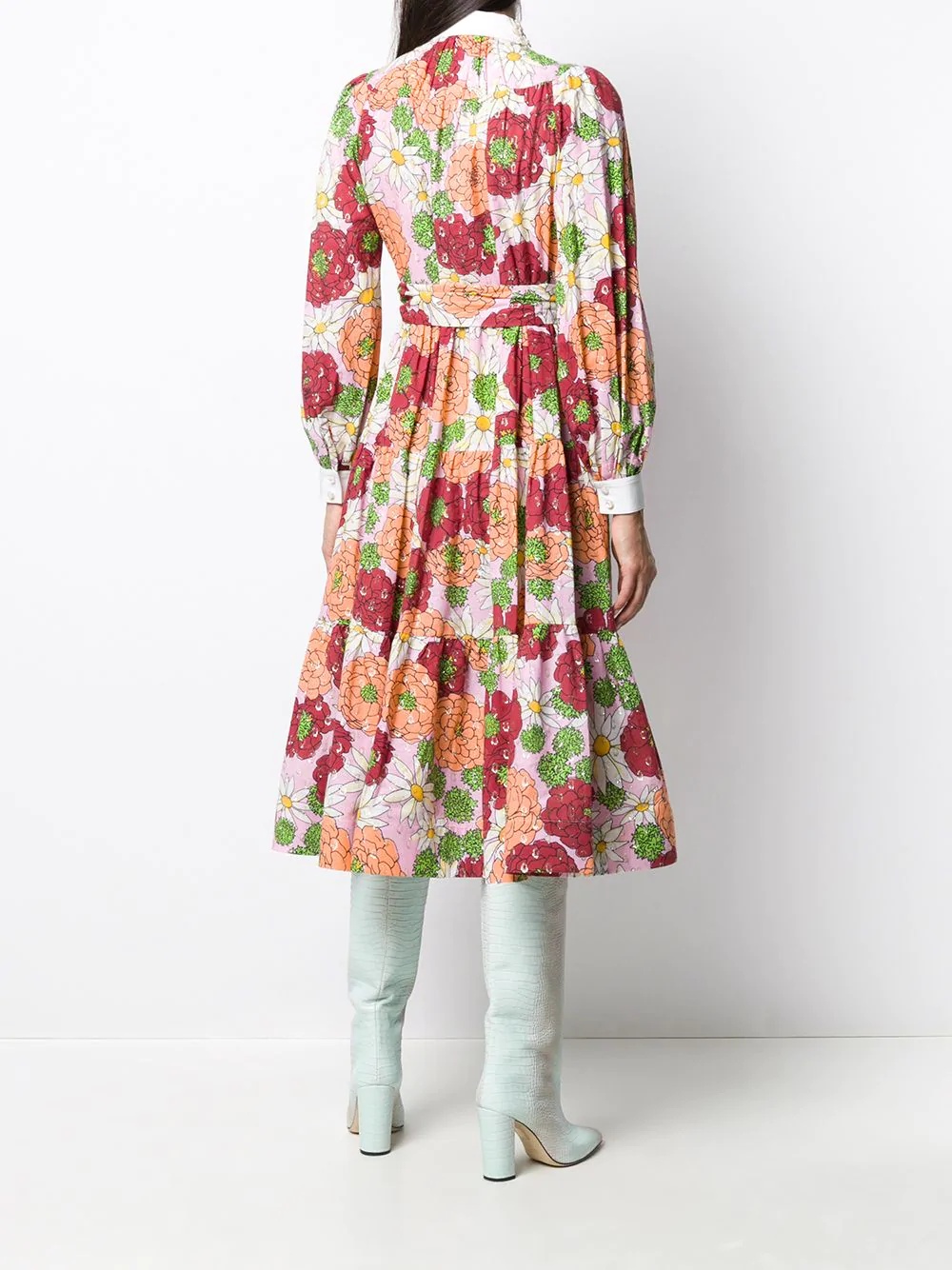 floral print silk dress - 4