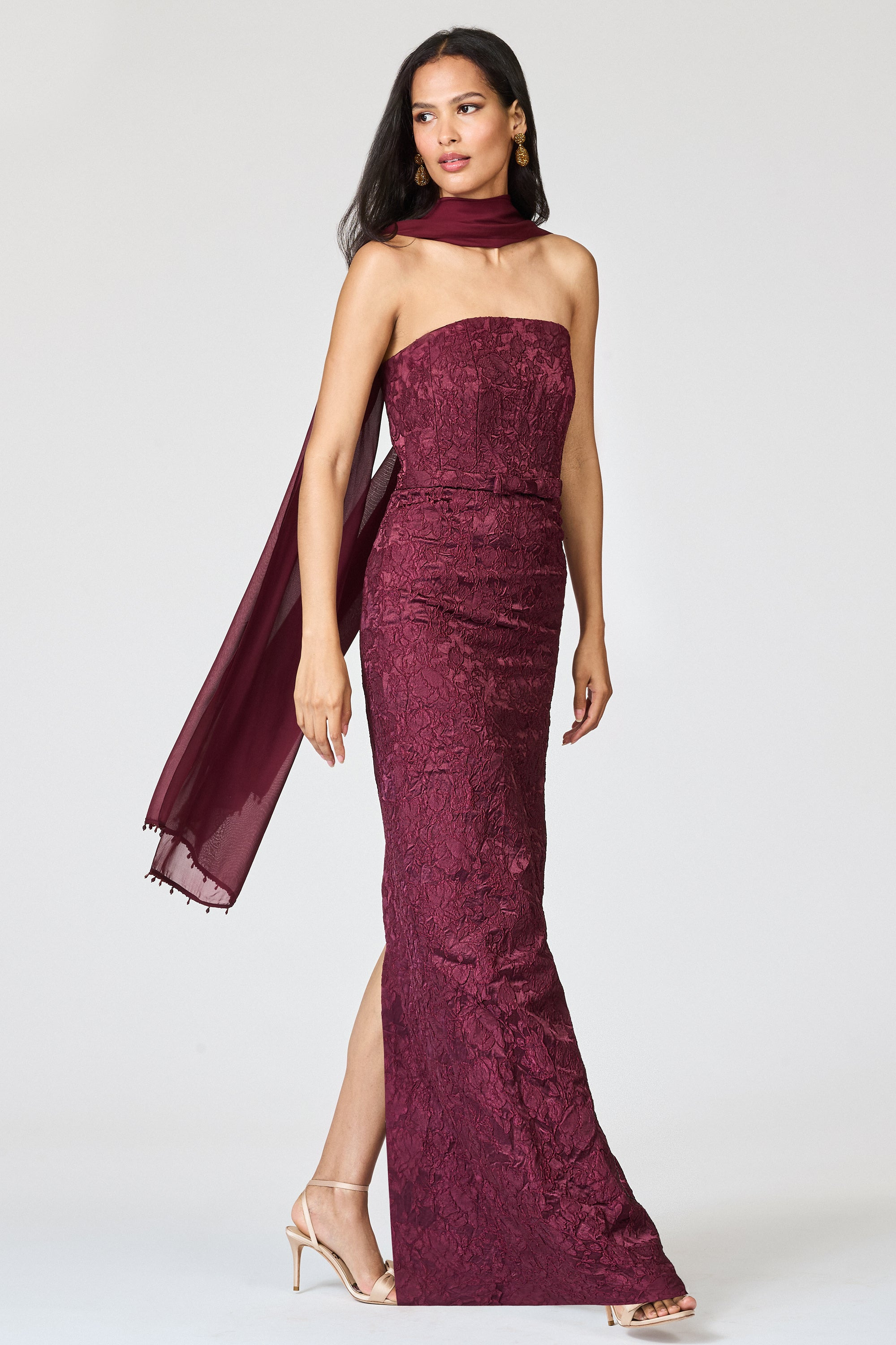 EMBELLISHED EMMY SCARF - BORDEAUX - 4