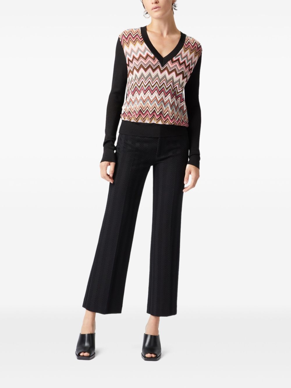 zigzag-pattern straight trousers - 2