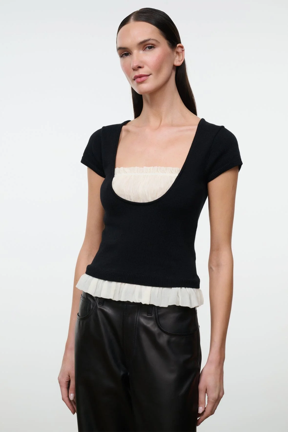 STAUD MARIN TOP BLACK IVORY - 1