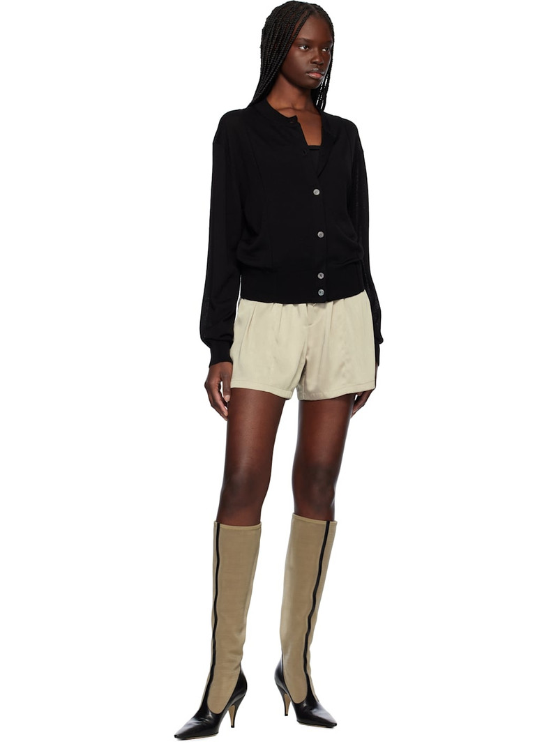 RECTO Black Crewneck Sheer Knit Cardigan outlook