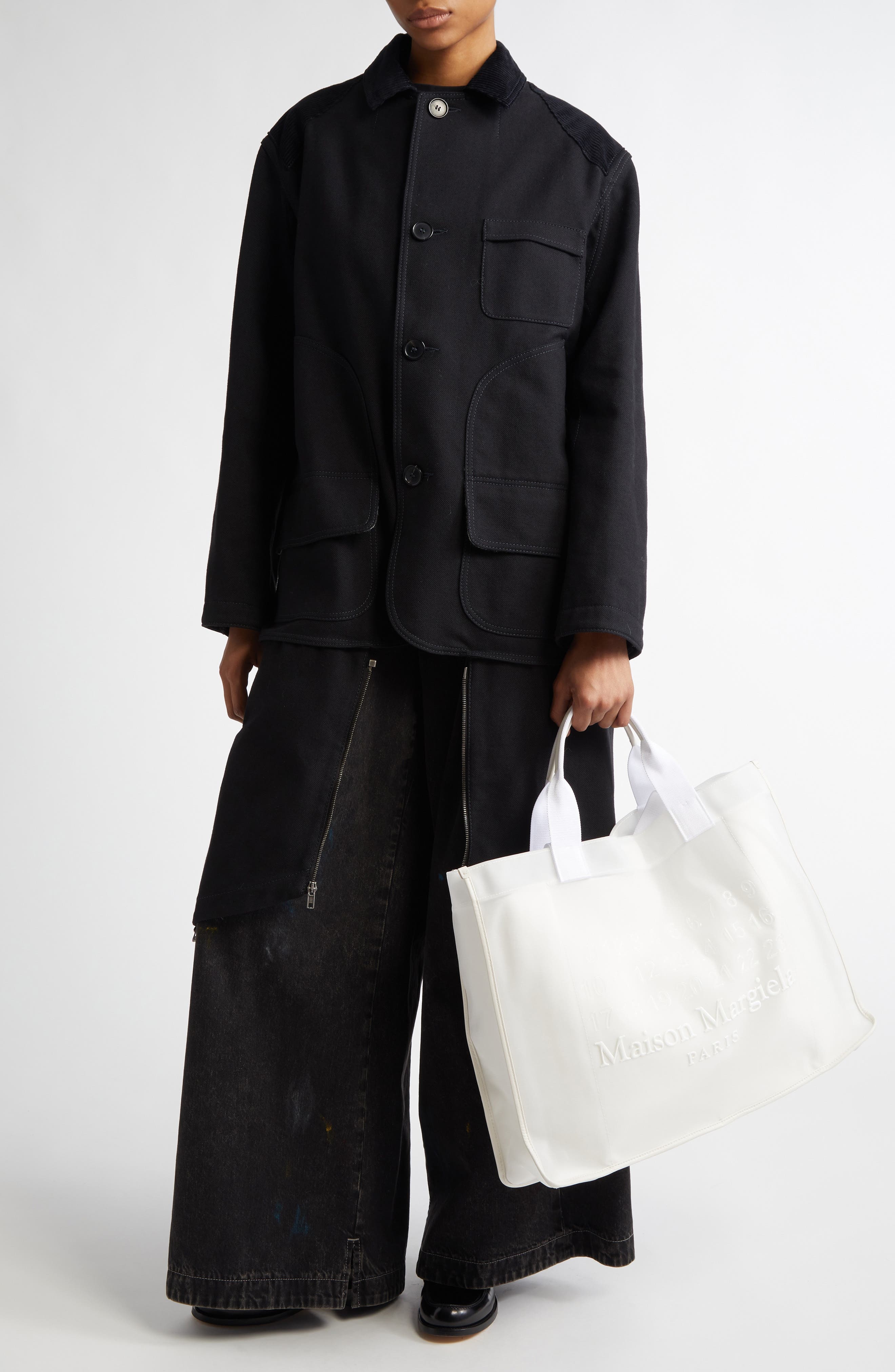 Maison Margiela Heavy Cotton & Wool Reversible Double Coat in Black at Nordstrom - 2