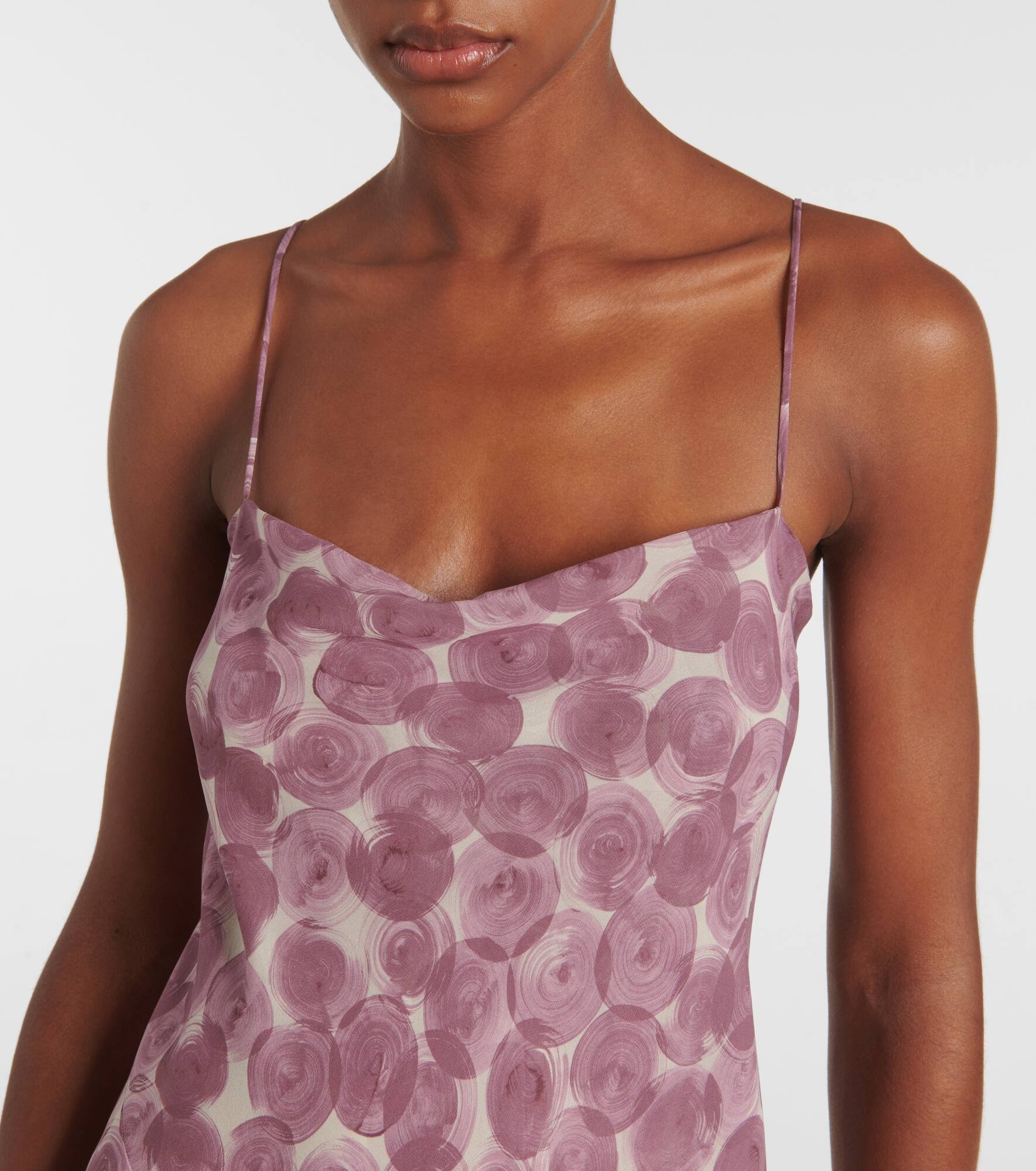 Printed silk chiffon slip dress - 4