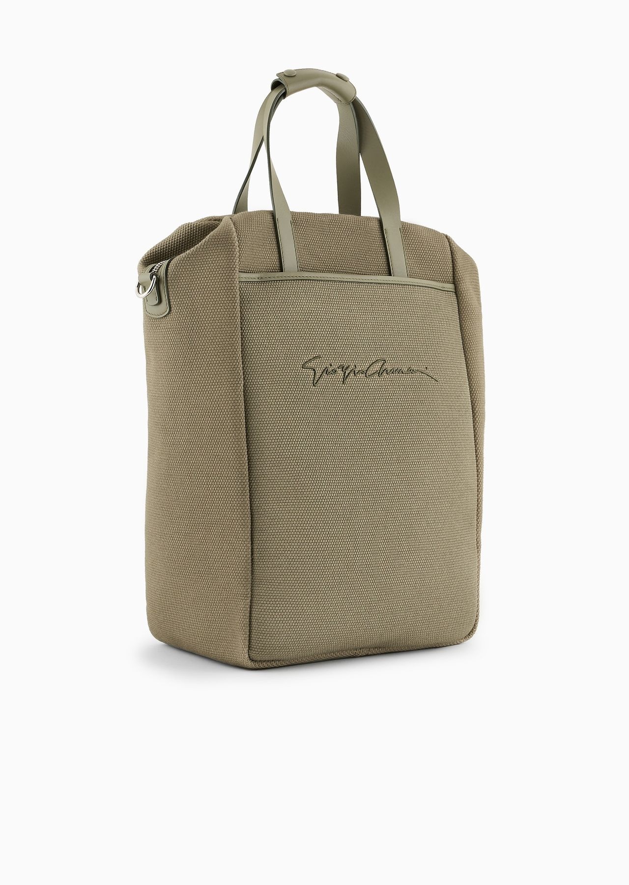 Vertical canvas and leather shopper bag - 2