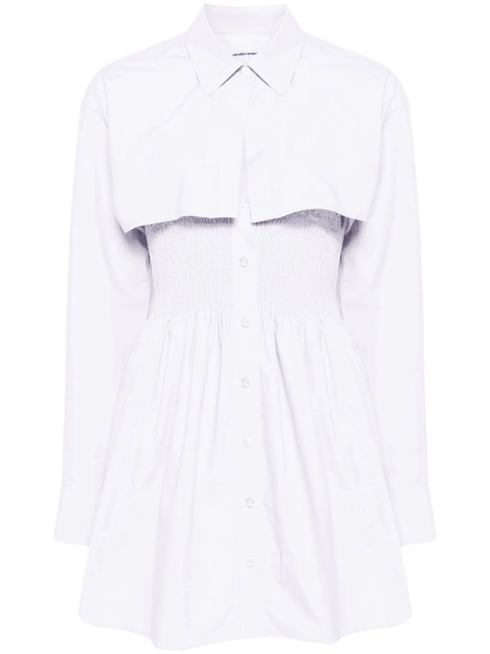 smocked mini shirt dress - 1