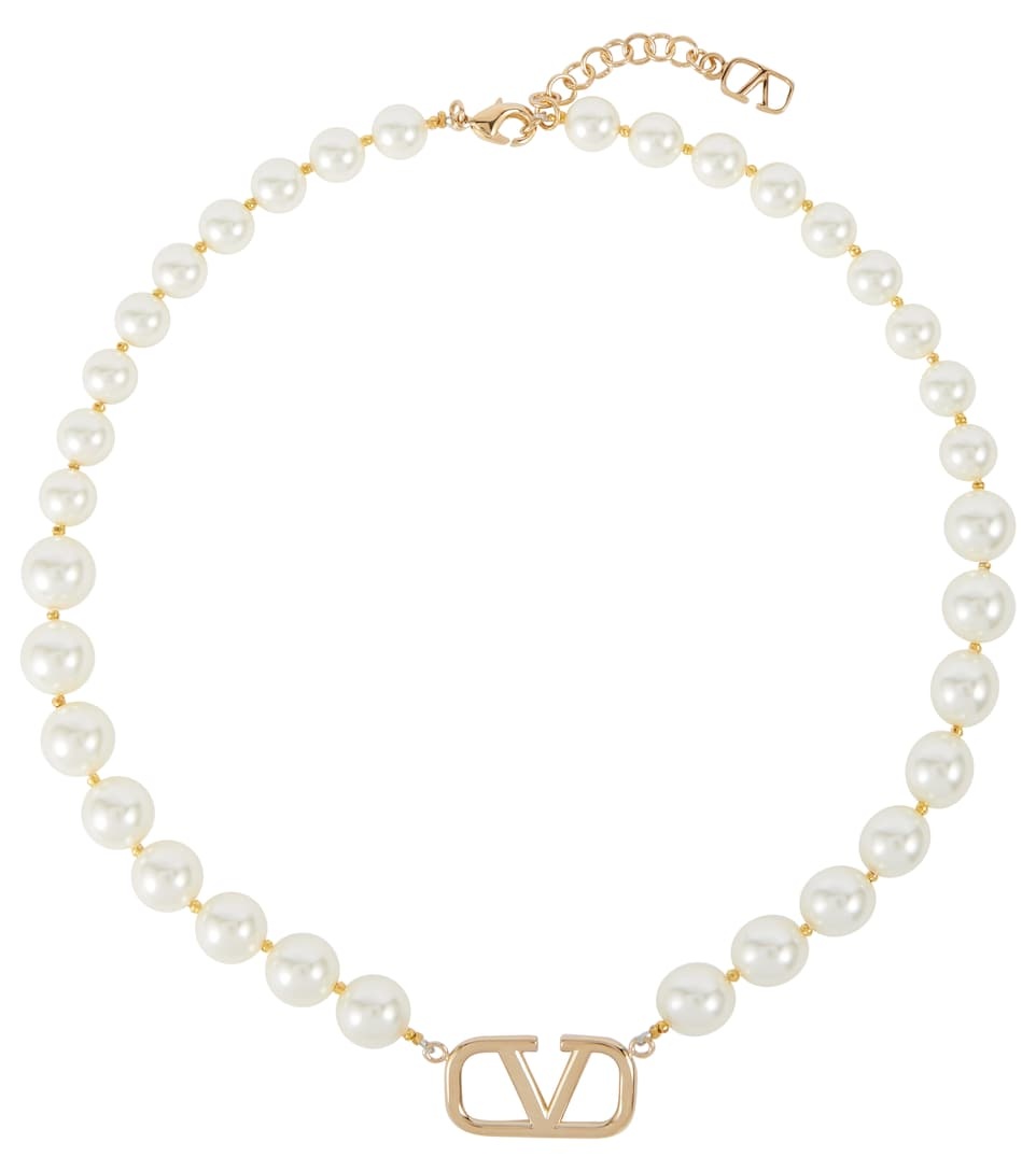 VLogo faux pearl necklace - 1