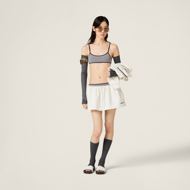 Miu Miu Bonded piqué and technical jersey miniskirt outlook