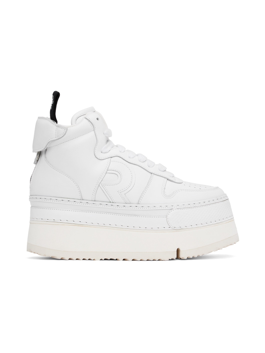 White Leather Riot High Top Sneakers - 1