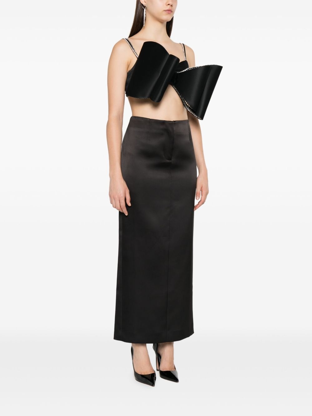 bow-detail crystal-embellished top - 3